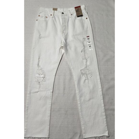 Levi's 501 original 29x30 sit at waist women-button fly white - Picture 1 of 7